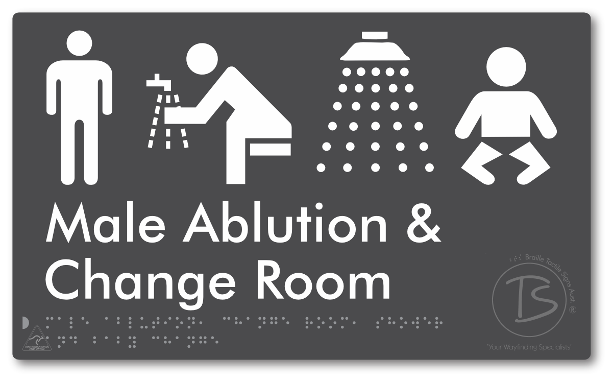 Male Ablution, Change Room, Shower & Baby Change - Braille Tactile Signs Aust.