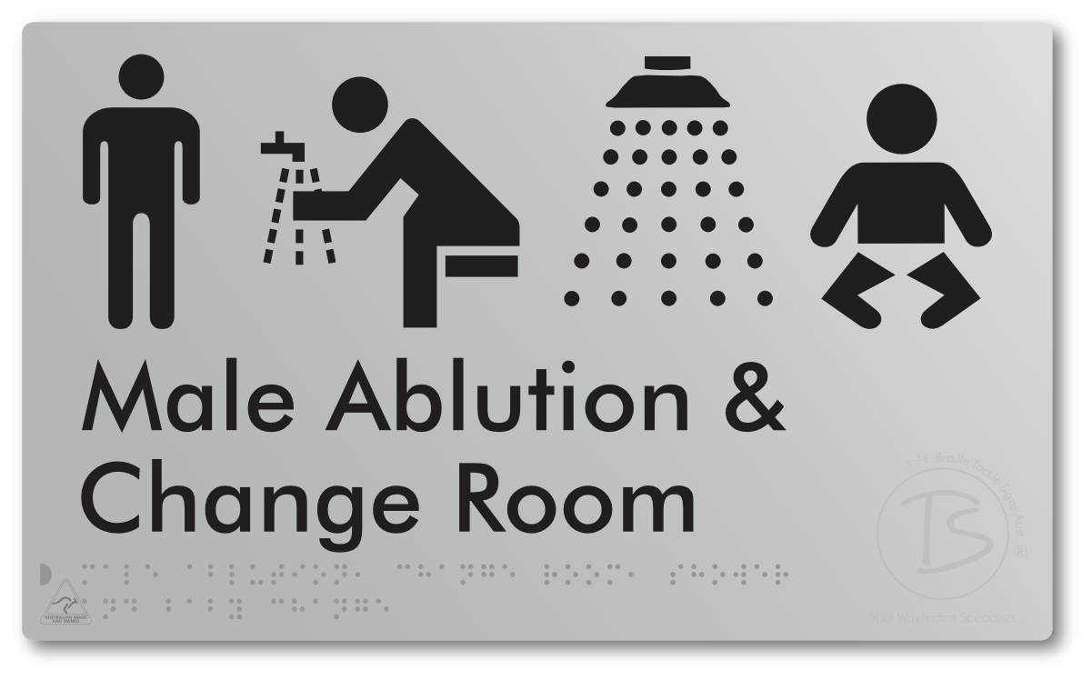 Male Ablution, Change Room, Shower & Baby Change - Braille Tactile Signs Aust.