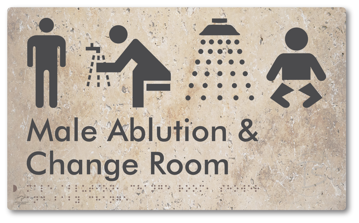 Male Ablution, Change Room, Shower & Baby Change - Braille Tactile Signs Aust.