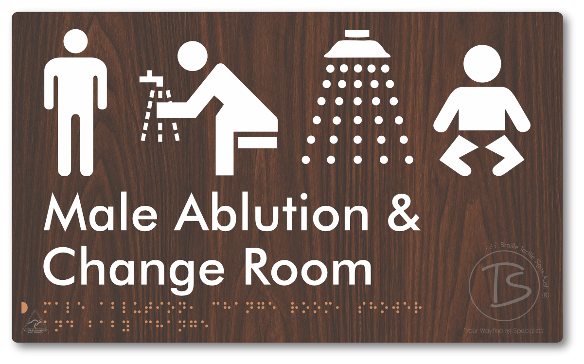 Male Ablution, Change Room, Shower & Baby Change - Braille Tactile Signs Aust.