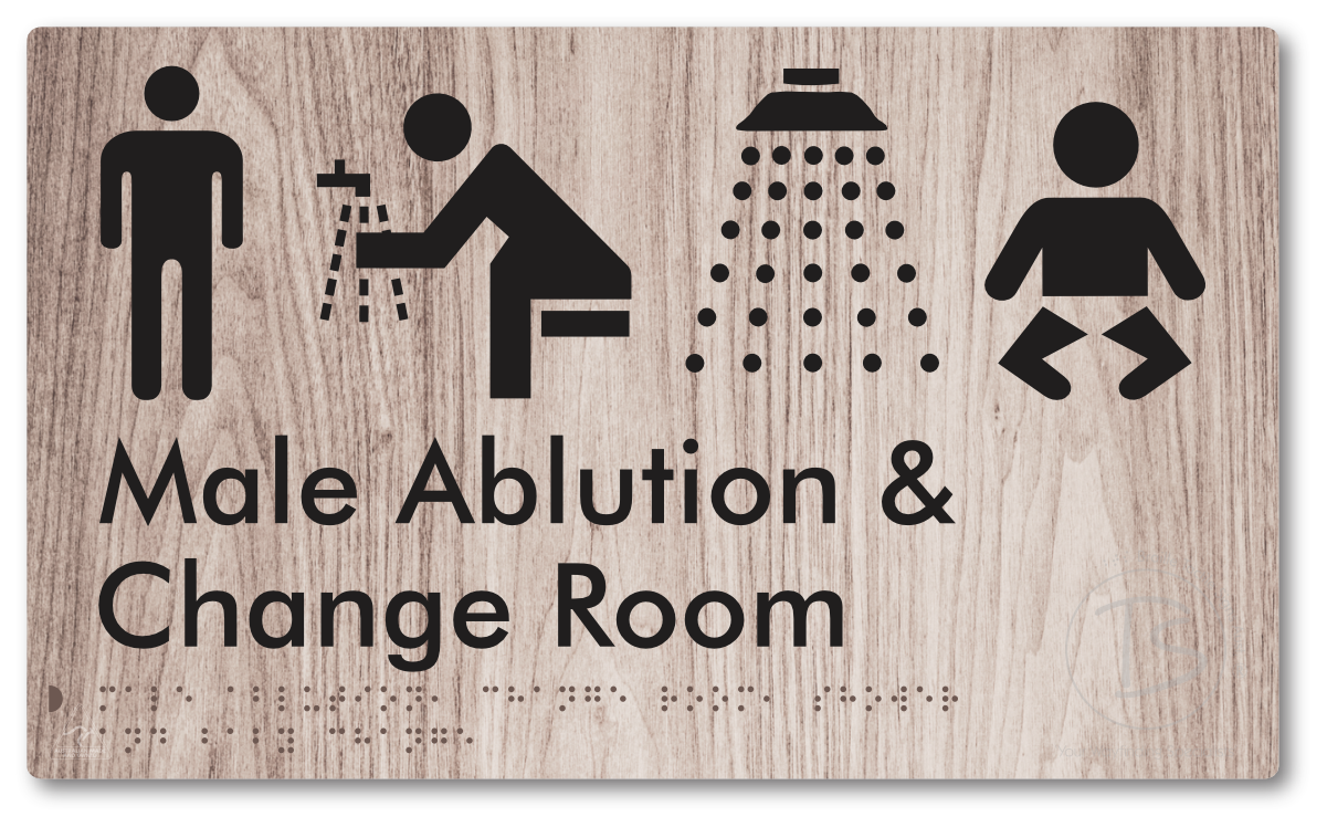 Male Ablution, Change Room, Shower & Baby Change - Braille Tactile Signs Aust.