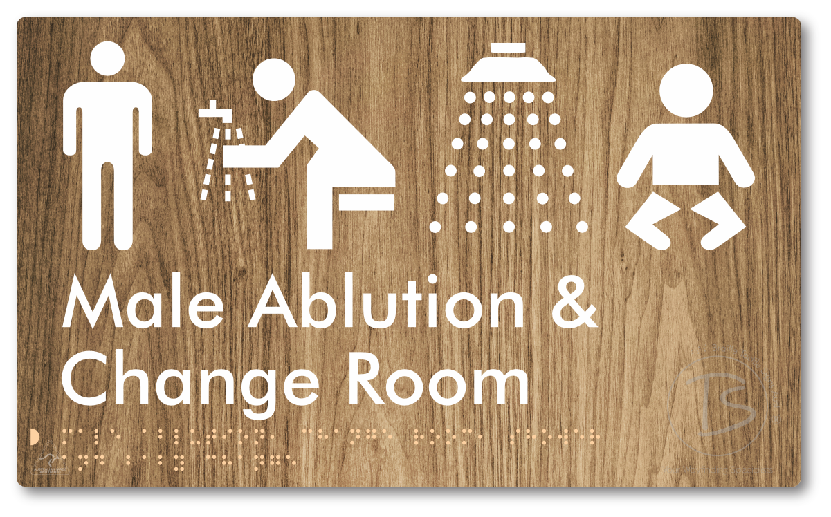 Male Ablution, Change Room, Shower & Baby Change - Braille Tactile Signs Aust.