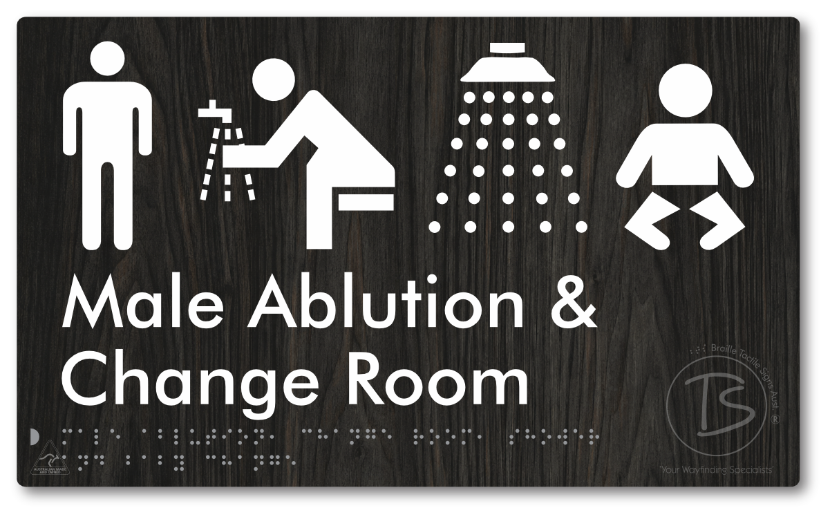 Male Ablution, Change Room, Shower & Baby Change - Braille Tactile Signs Aust.