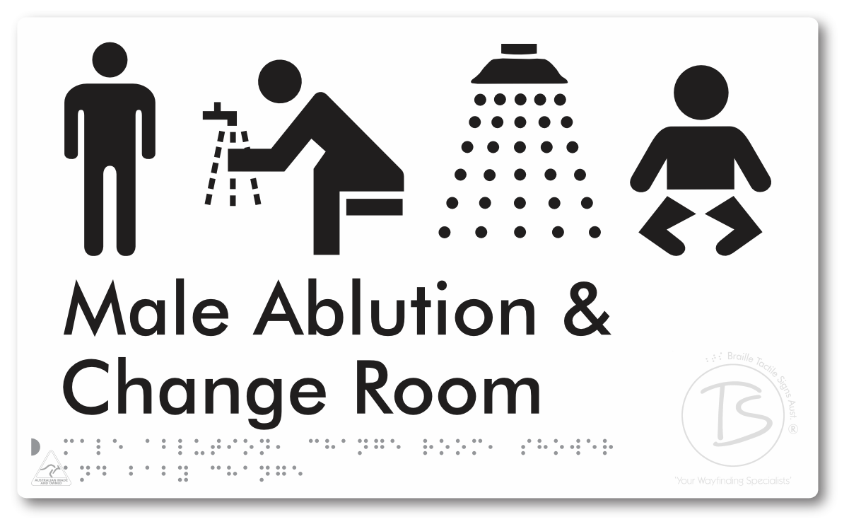 Male Ablution, Change Room, Shower & Baby Change - Braille Tactile Signs Aust.