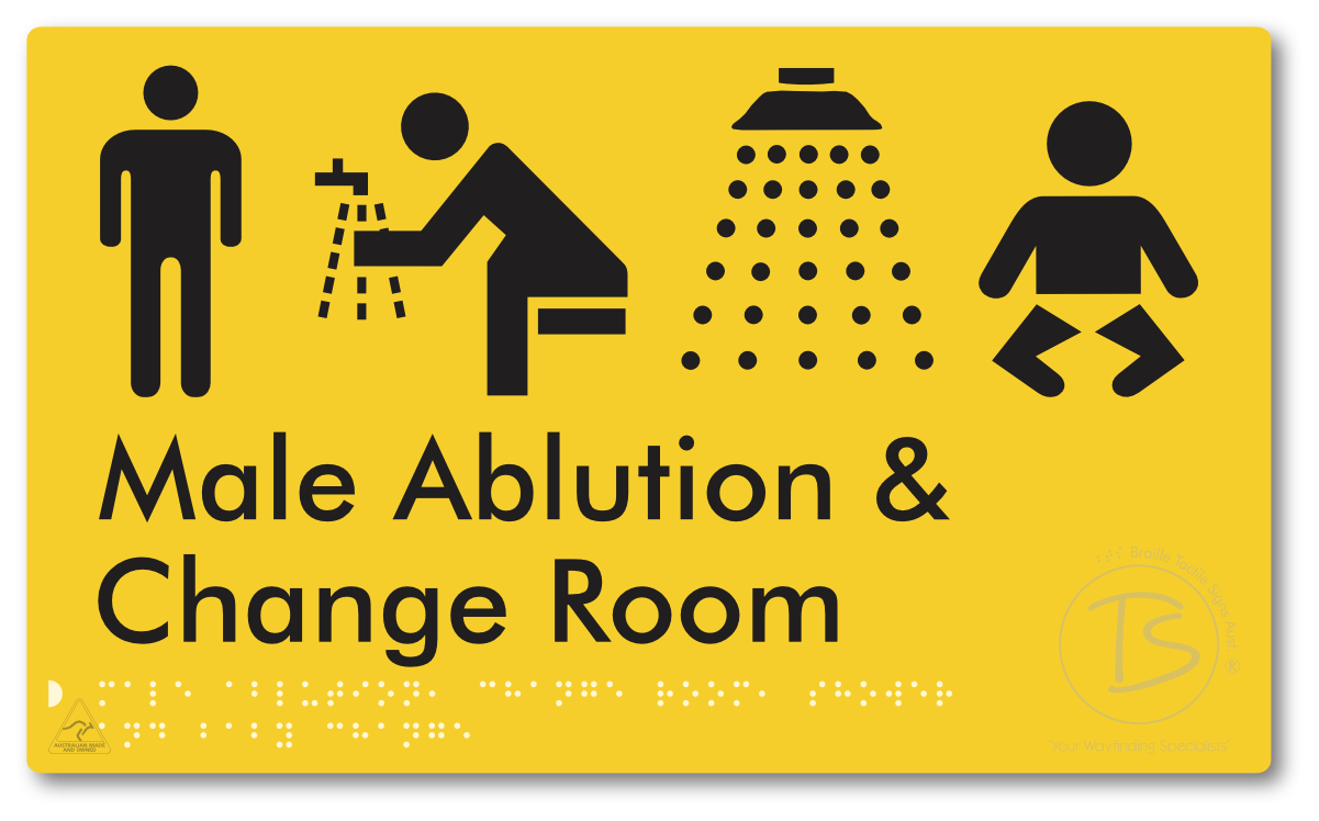 Male Ablution, Change Room, Shower & Baby Change - Braille Tactile Signs Aust.