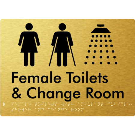 Female Toilets with Ambulant Cubicle, Shower and Change Room - Braille Tactile Signs Aust.