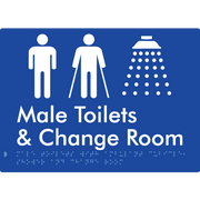 Male Toilets with Ambulant Cubicle, Shower and Change Room - Braille Tactile Signs Aust.