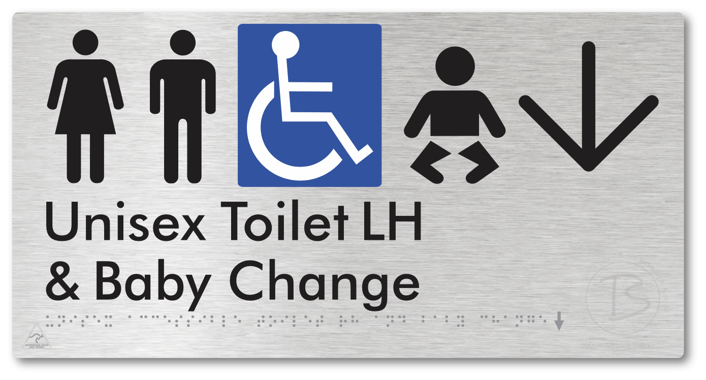 Unisex Accessible Toilet LH and Baby Change with Large Arrow