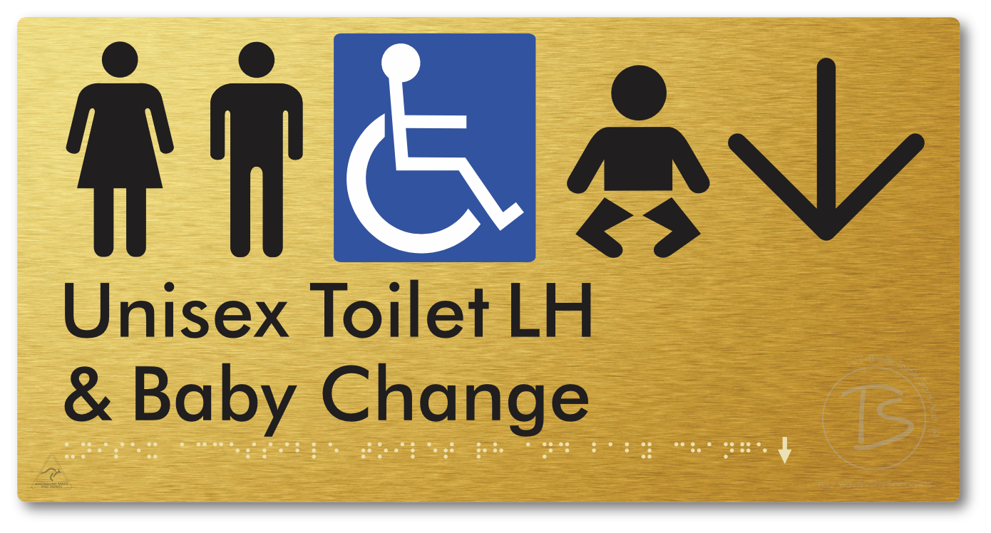 Unisex Accessible Toilet LH and Baby Change with Large Arrow