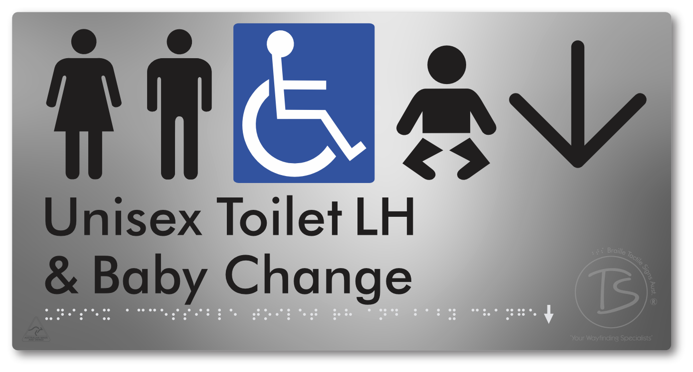 Unisex Accessible Toilet LH and Baby Change with Large Arrow