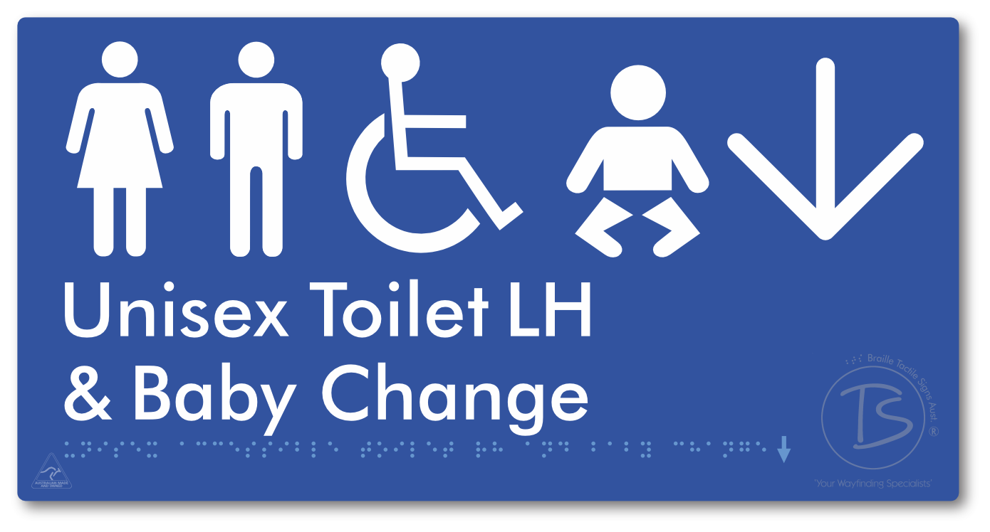 Unisex Accessible Toilet LH and Baby Change with Large Arrow