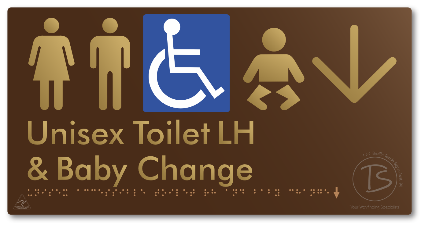 Unisex Accessible Toilet LH and Baby Change with Large Arrow