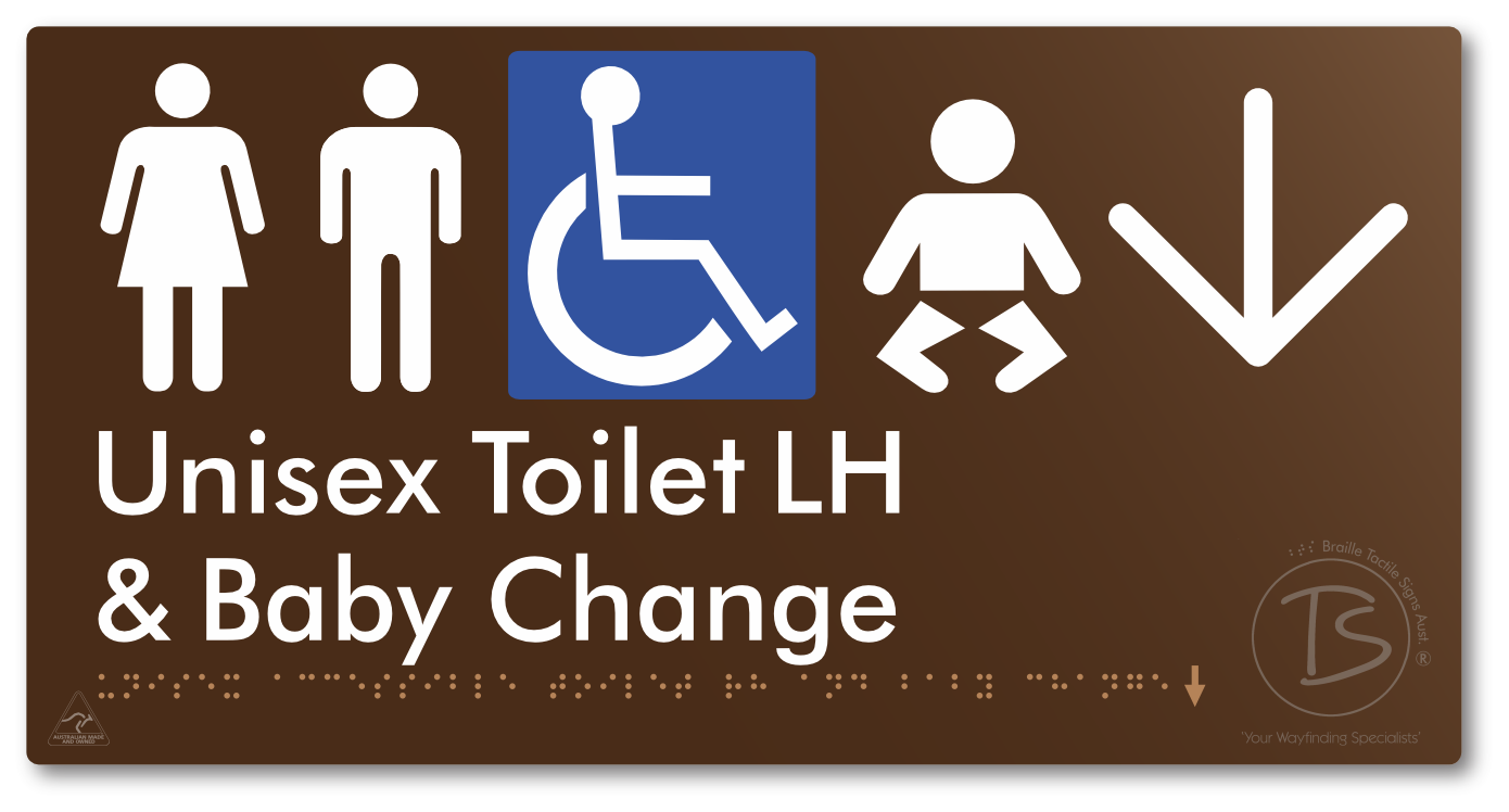 Unisex Accessible Toilet LH and Baby Change with Large Arrow