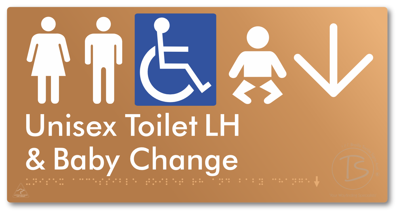 Unisex Accessible Toilet LH and Baby Change with Large Arrow