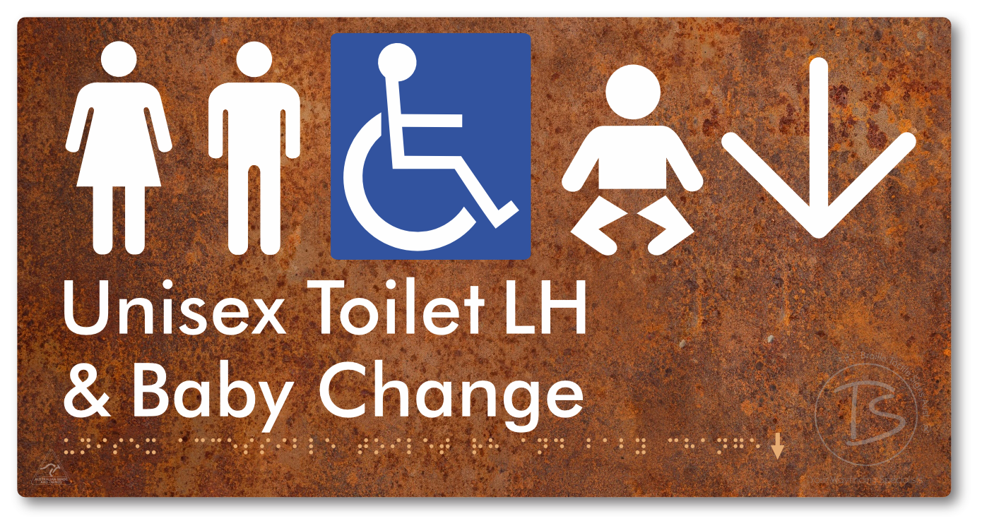 Unisex Accessible Toilet LH and Baby Change with Large Arrow