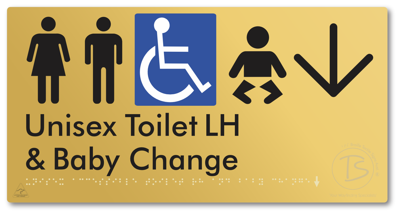 Unisex Accessible Toilet LH and Baby Change with Large Arrow