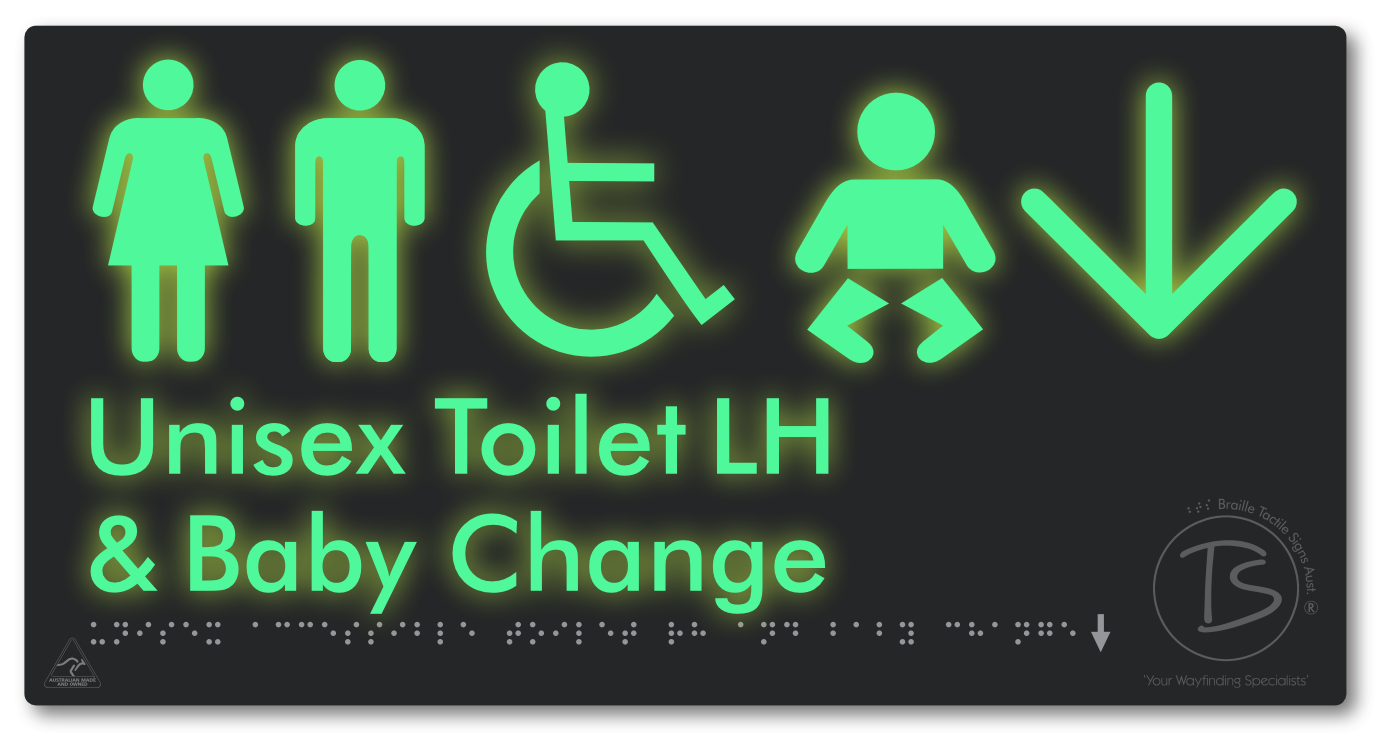 Unisex Accessible Toilet LH and Baby Change with Large Arrow