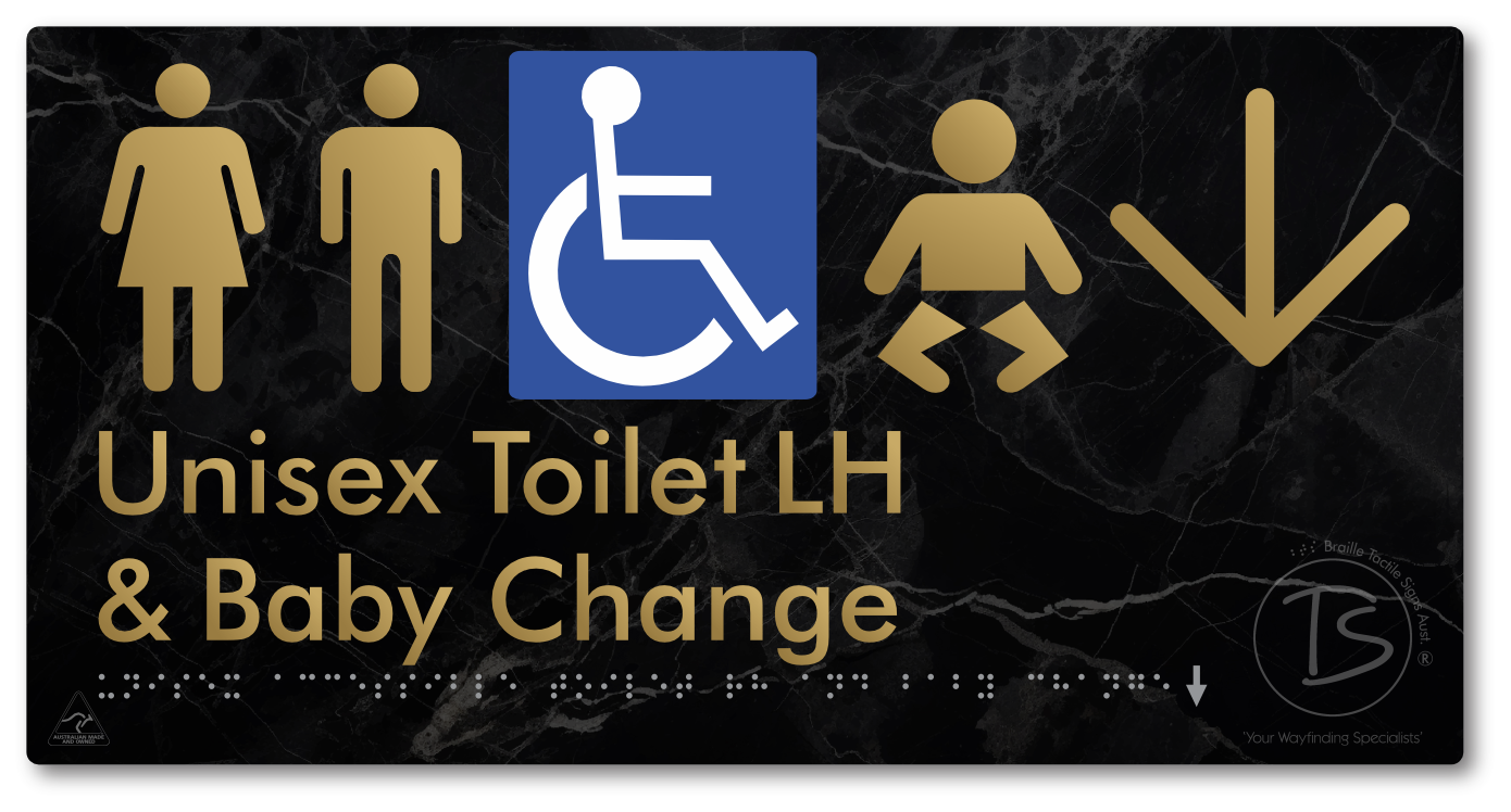 Unisex Accessible Toilet LH and Baby Change with Large Arrow