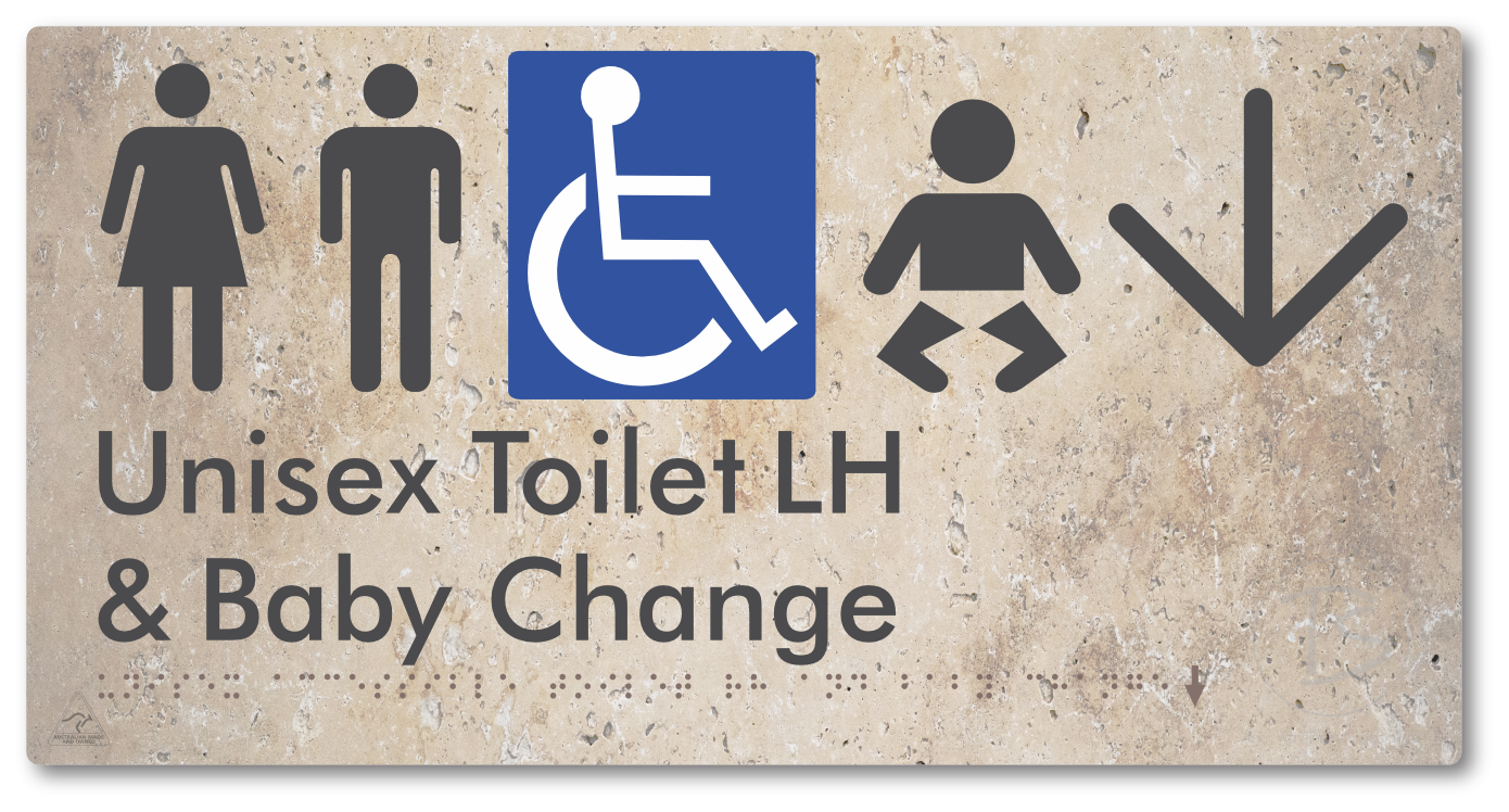 Unisex Accessible Toilet LH and Baby Change with Large Arrow