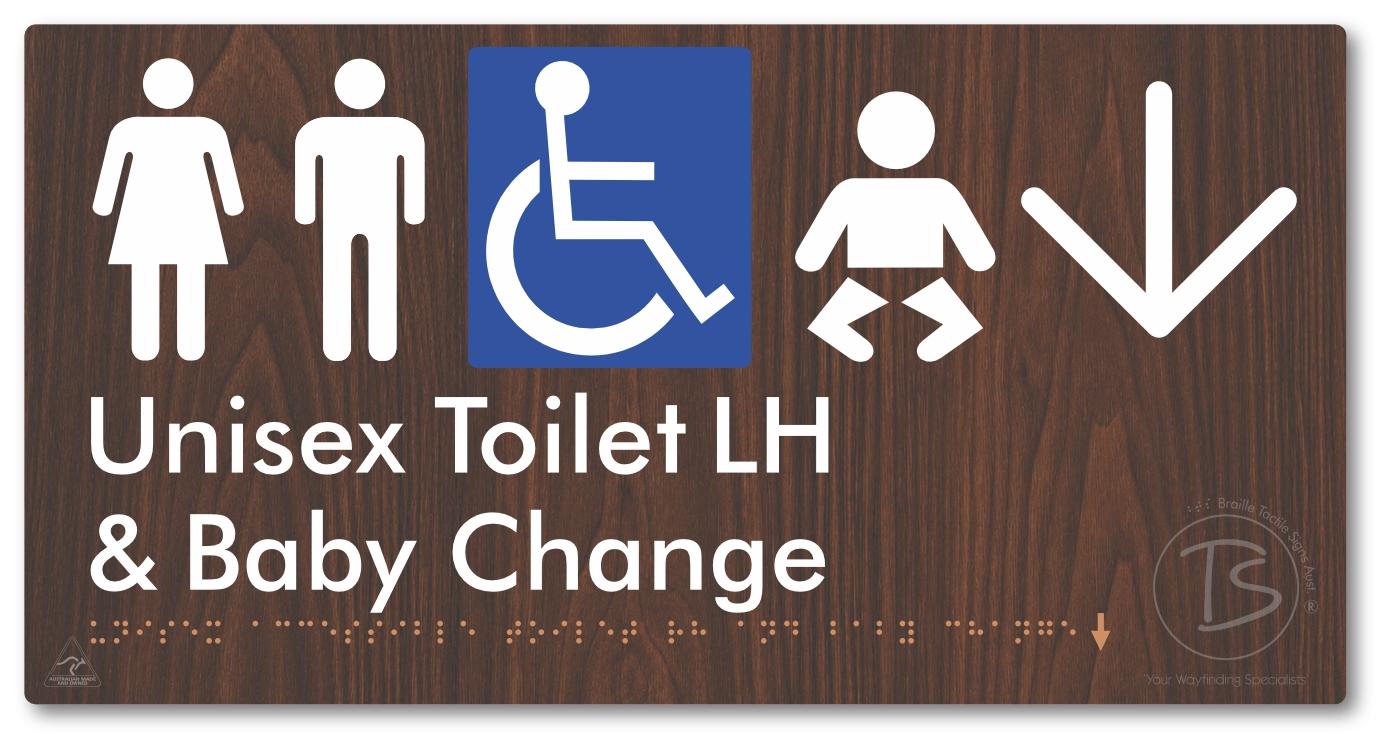 Unisex Accessible Toilet LH and Baby Change with Large Arrow