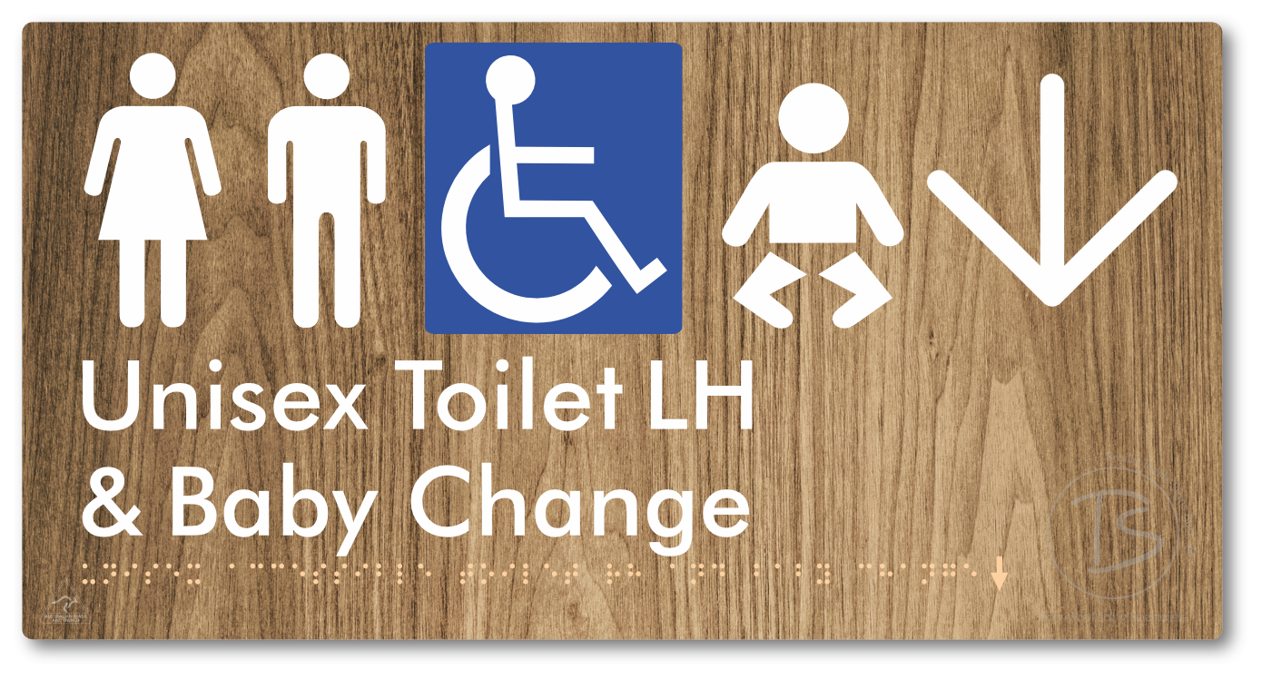 Unisex Accessible Toilet LH and Baby Change with Large Arrow