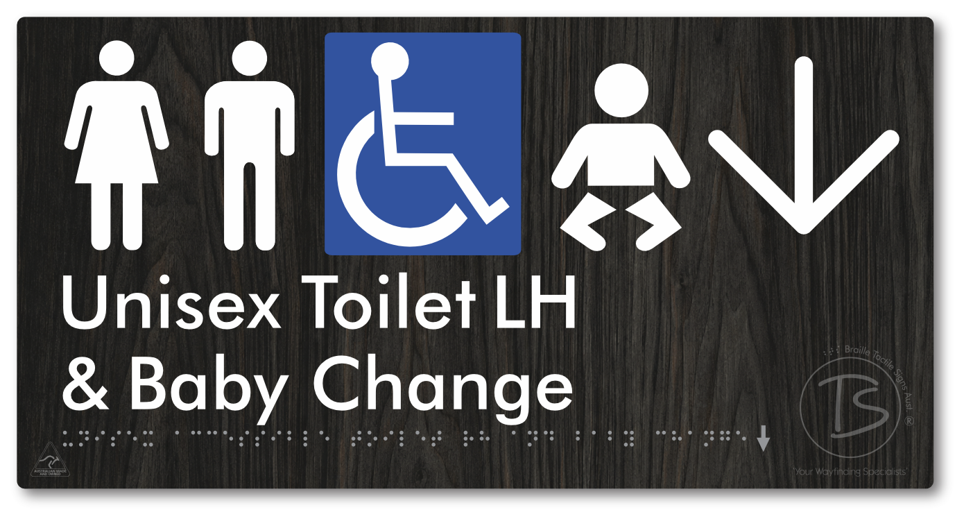 Unisex Accessible Toilet LH and Baby Change with Large Arrow