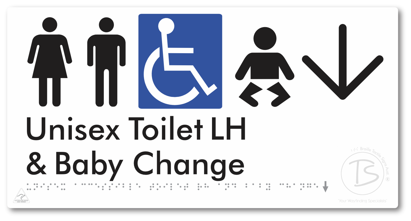Unisex Accessible Toilet LH and Baby Change with Large Arrow