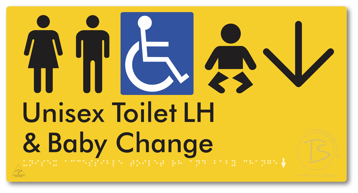 Unisex Accessible Toilet LH and Baby Change with Large Arrow