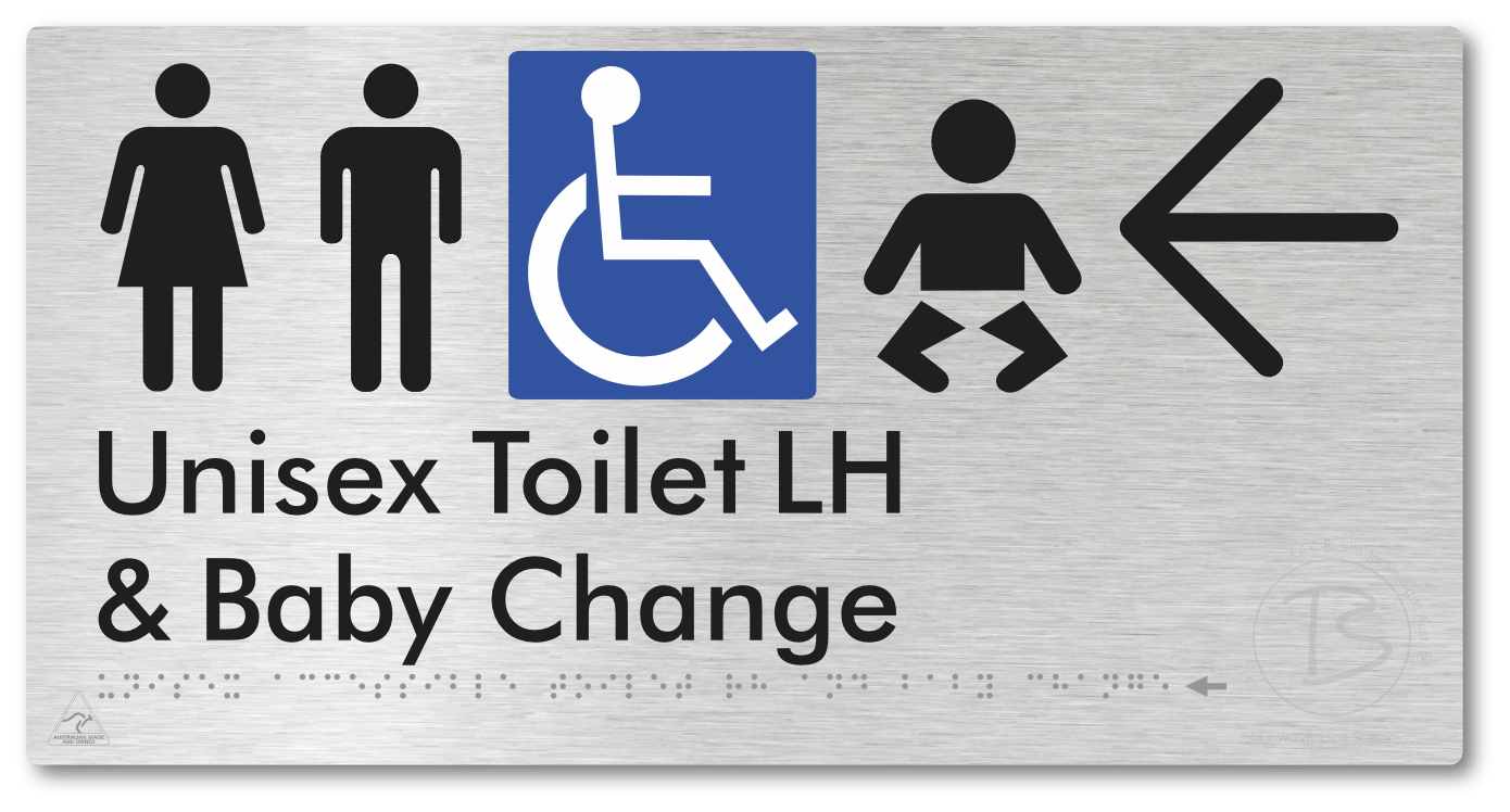 Unisex Accessible Toilet LH and Baby Change with Large Arrow