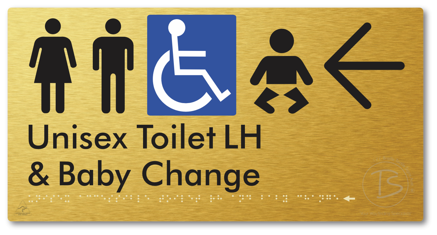 Unisex Accessible Toilet LH and Baby Change with Large Arrow