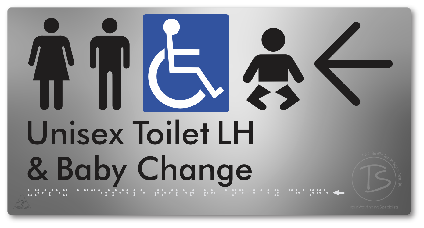 Unisex Accessible Toilet LH and Baby Change with Large Arrow