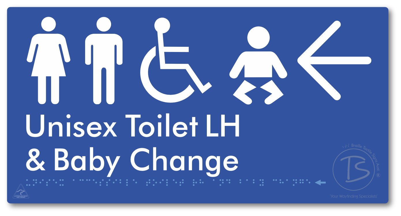 Unisex Accessible Toilet LH and Baby Change with Large Arrow