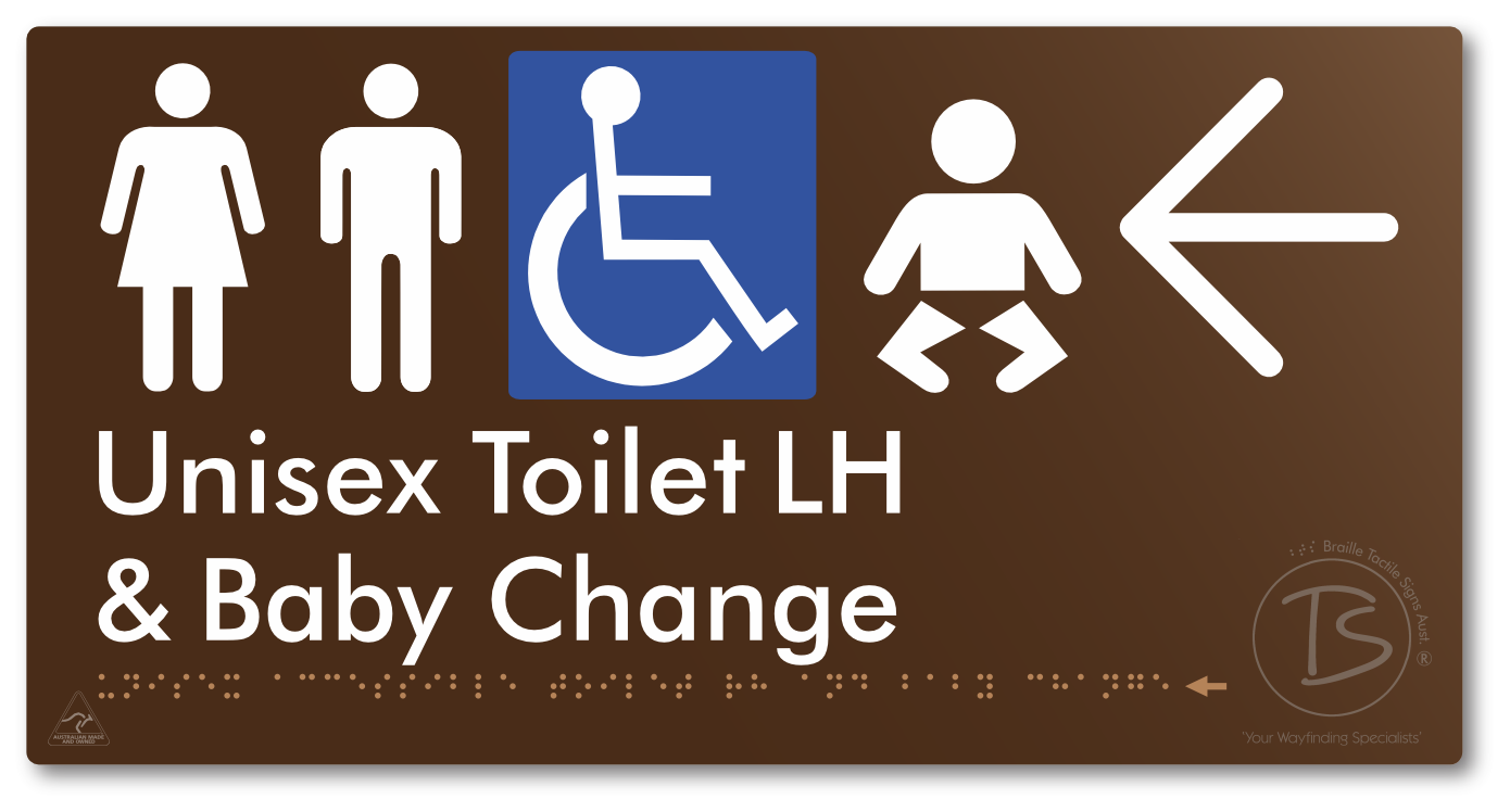 Unisex Accessible Toilet LH and Baby Change with Large Arrow