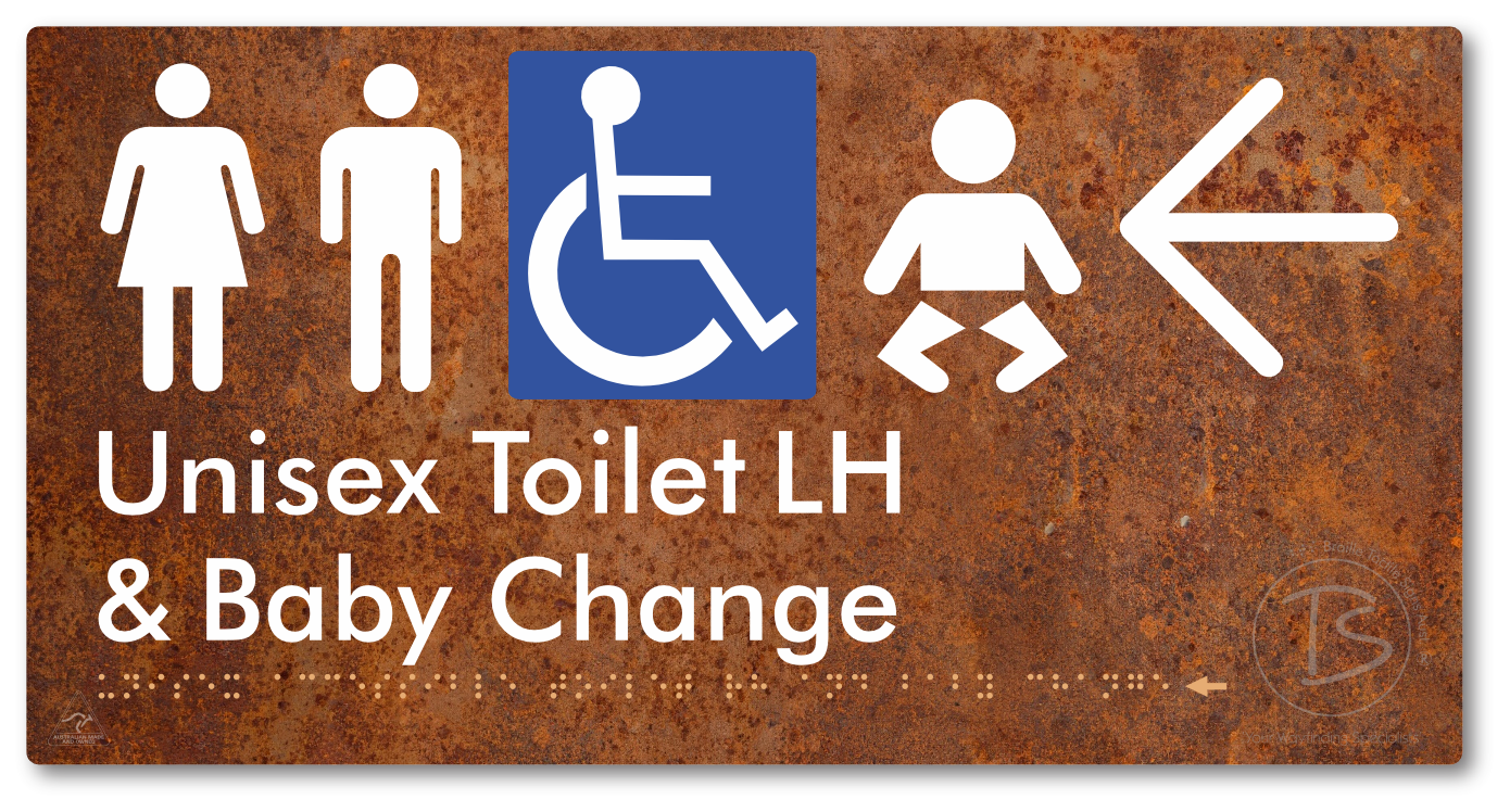Unisex Accessible Toilet LH and Baby Change with Large Arrow