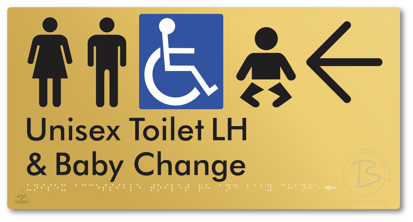 Unisex Accessible Toilet LH and Baby Change with Large Arrow
