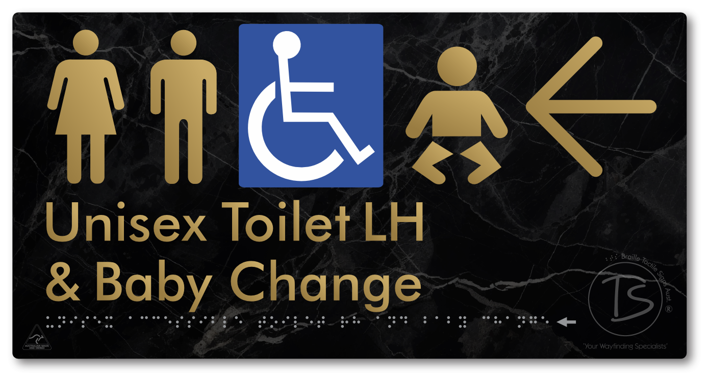 Unisex Accessible Toilet LH and Baby Change with Large Arrow