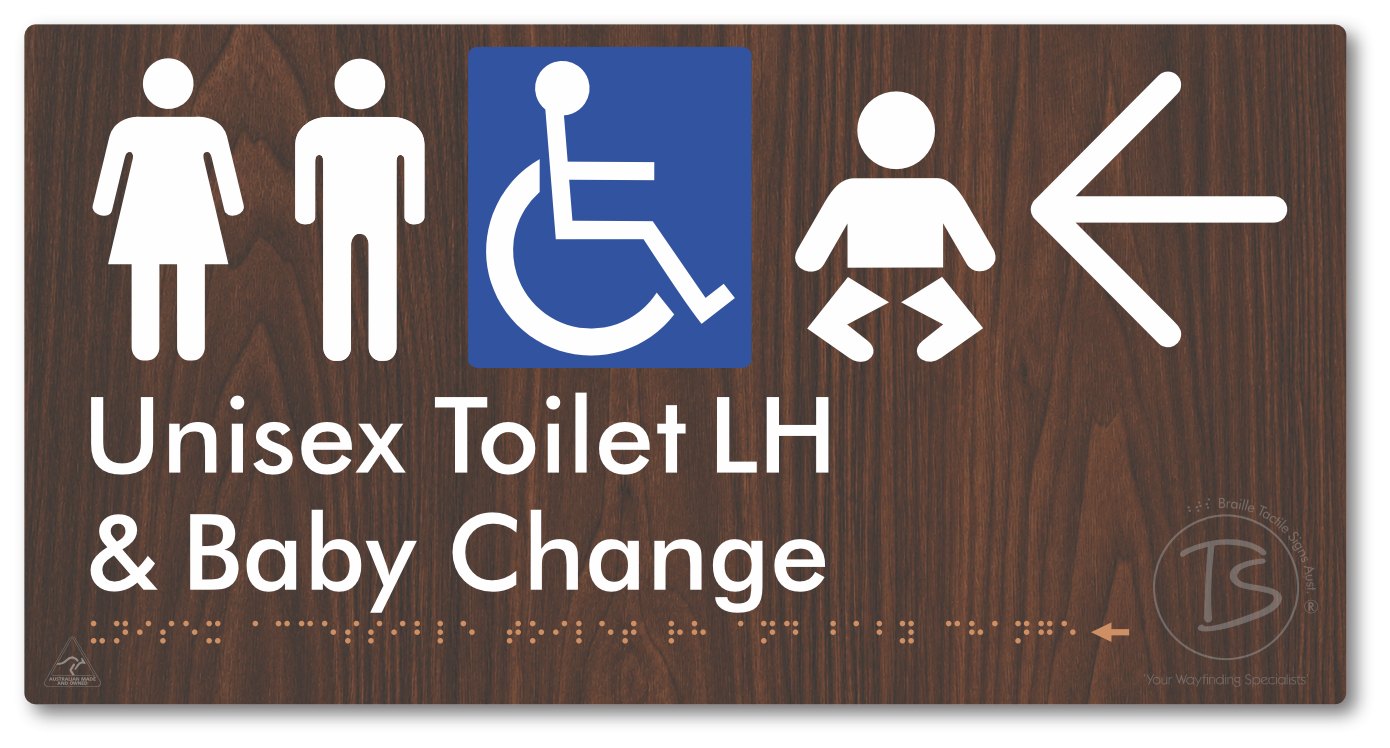Unisex Accessible Toilet LH and Baby Change with Large Arrow