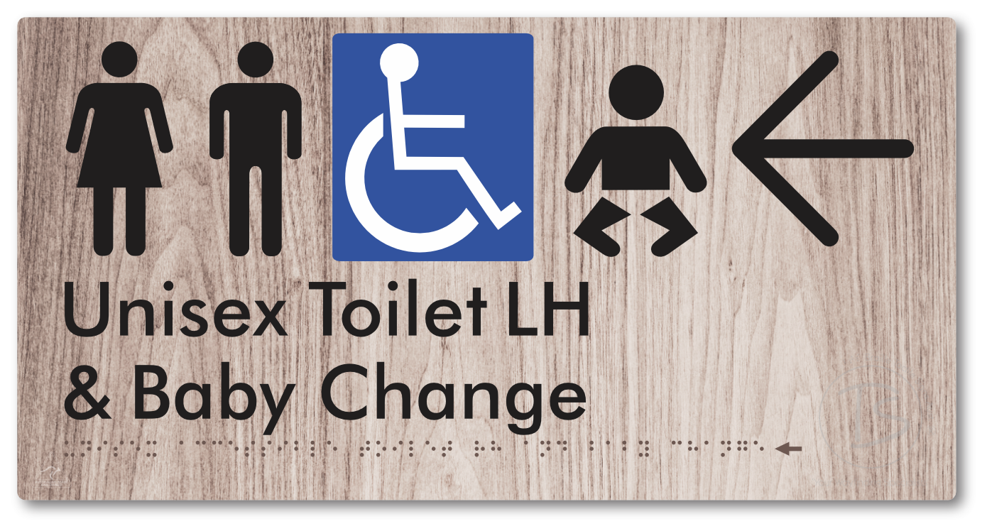 Unisex Accessible Toilet LH and Baby Change with Large Arrow