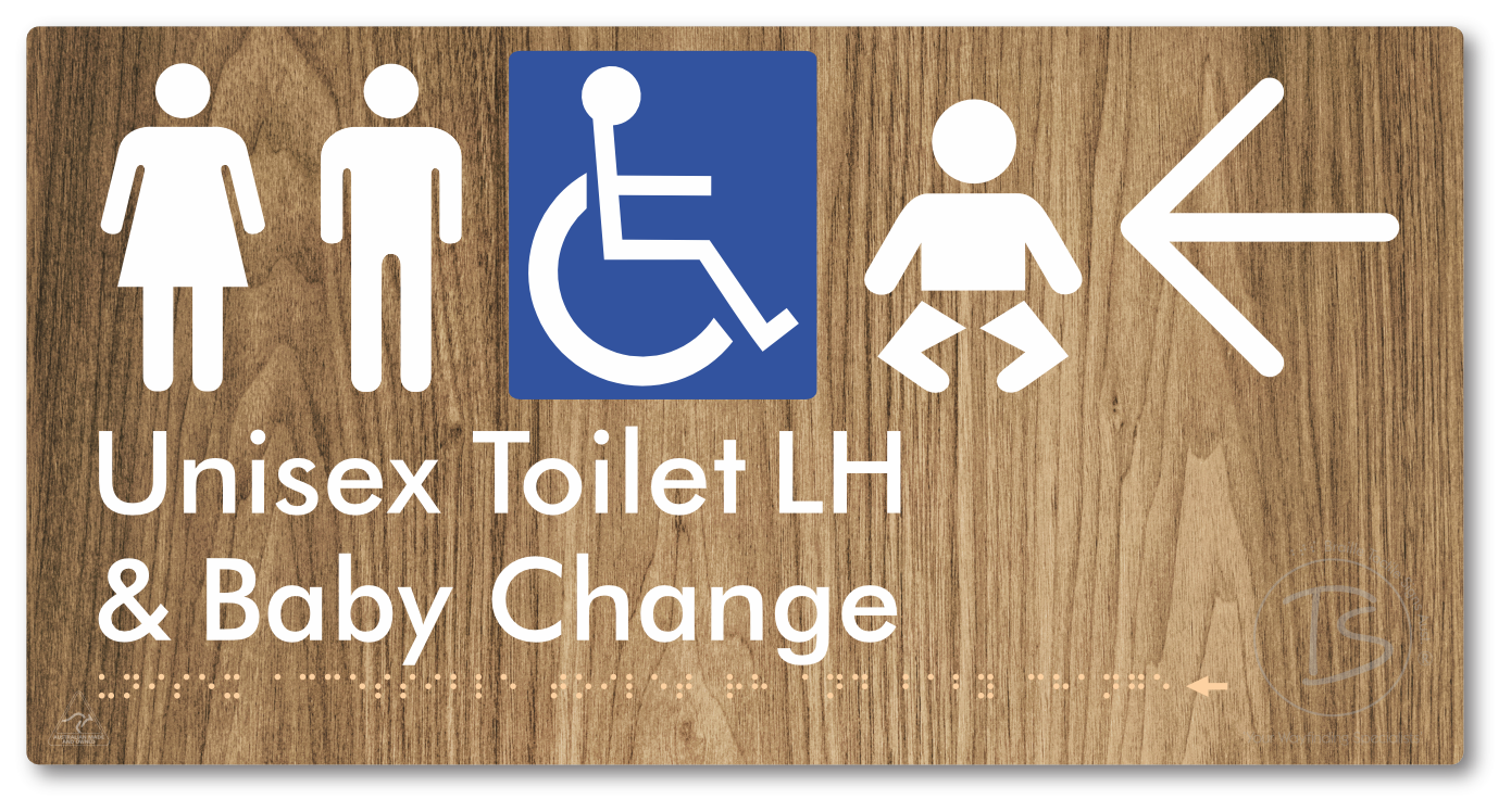 Unisex Accessible Toilet LH and Baby Change with Large Arrow
