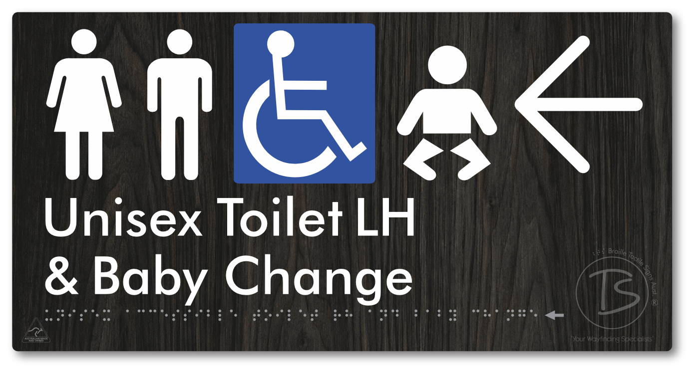 Unisex Accessible Toilet LH and Baby Change with Large Arrow