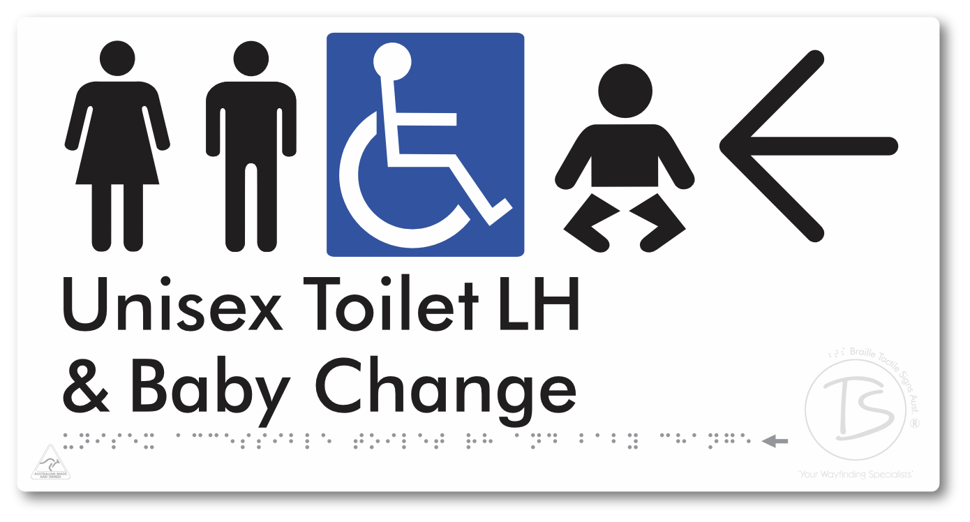 Unisex Accessible Toilet LH and Baby Change with Large Arrow