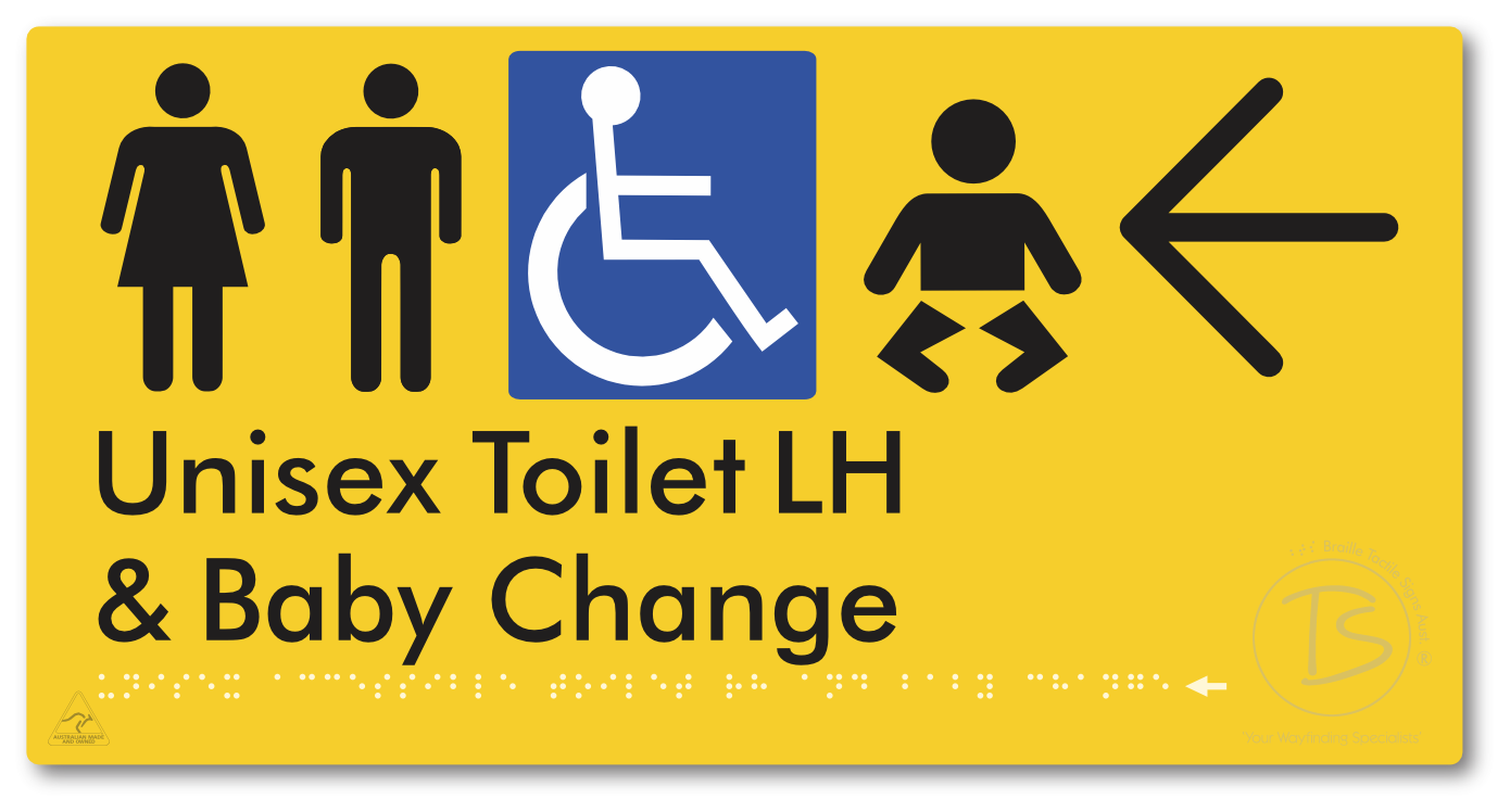 Unisex Accessible Toilet LH and Baby Change with Large Arrow