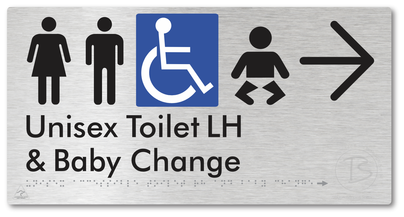 Unisex Accessible Toilet LH and Baby Change with Large Arrow