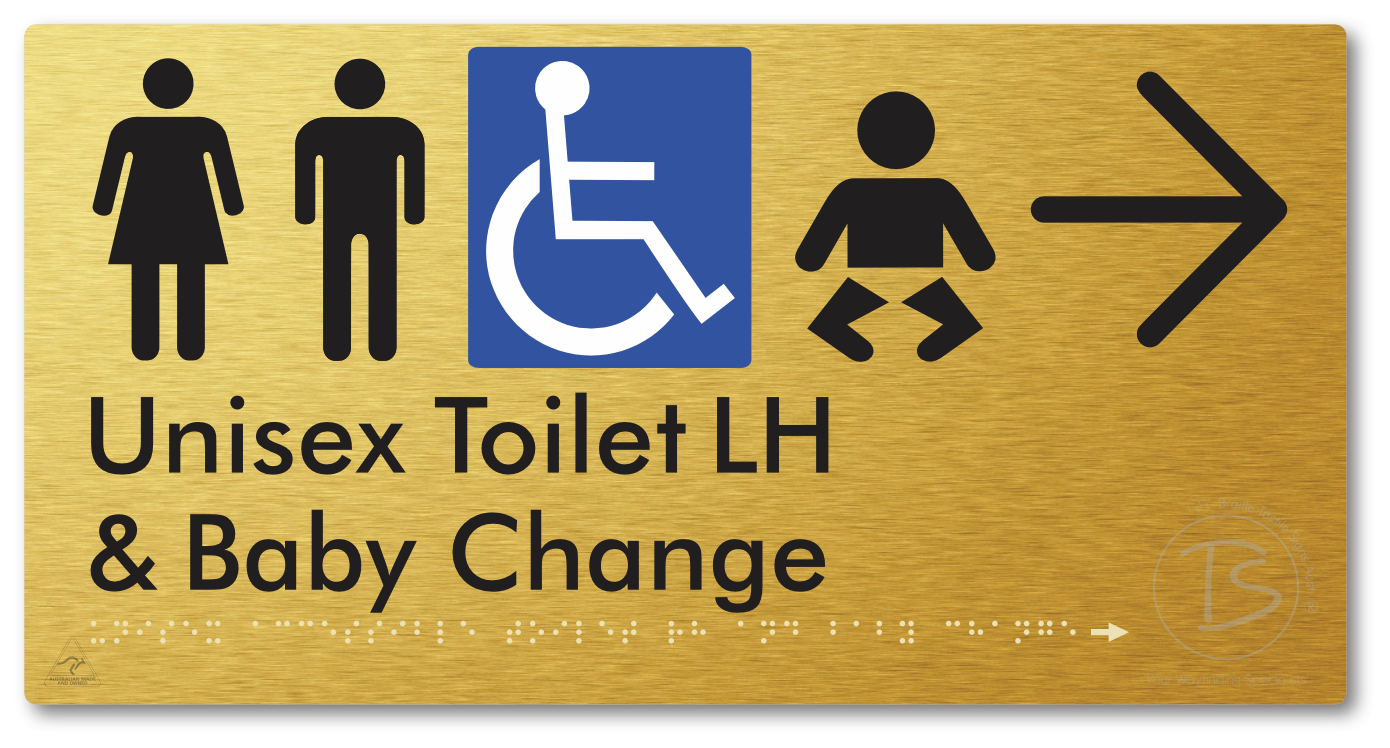Unisex Accessible Toilet LH and Baby Change with Large Arrow