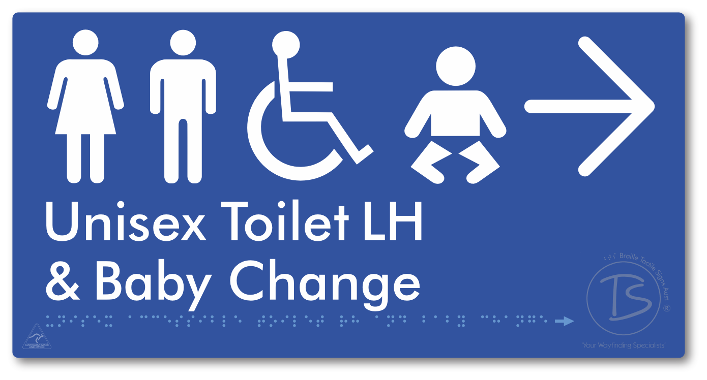Unisex Accessible Toilet LH and Baby Change with Large Arrow