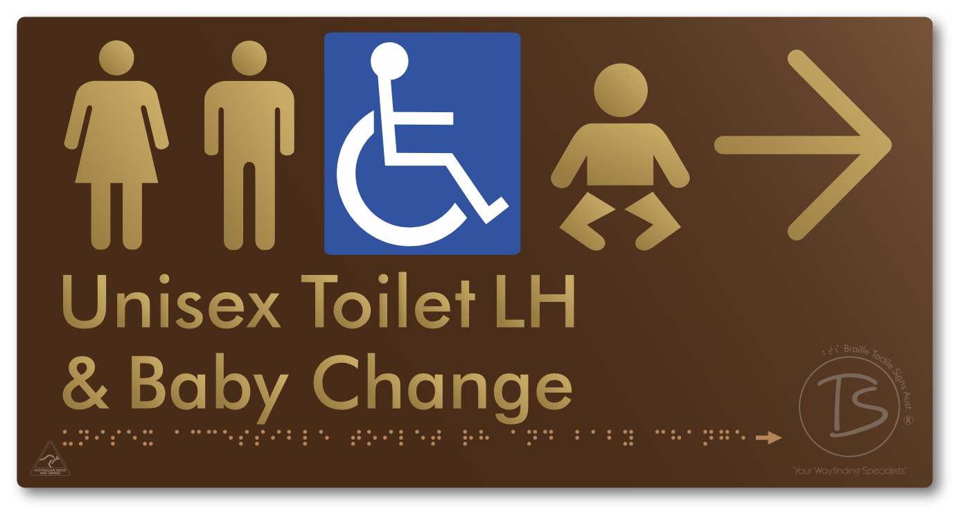 Unisex Accessible Toilet LH and Baby Change with Large Arrow