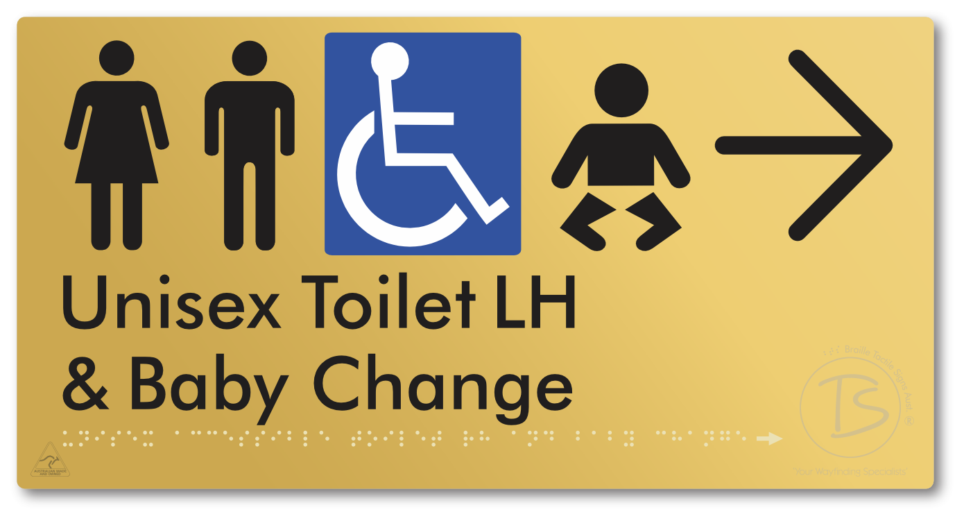 Unisex Accessible Toilet LH and Baby Change with Large Arrow