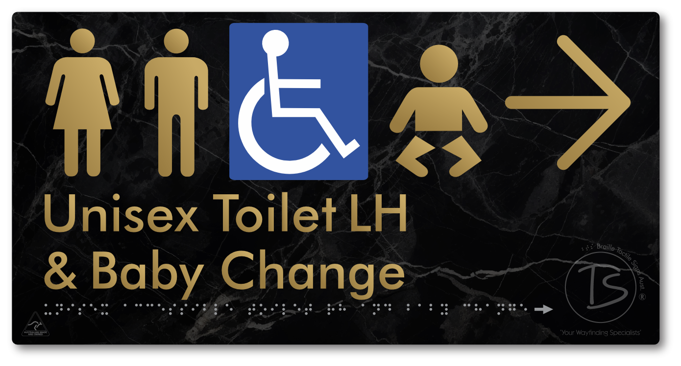 Unisex Accessible Toilet LH and Baby Change with Large Arrow