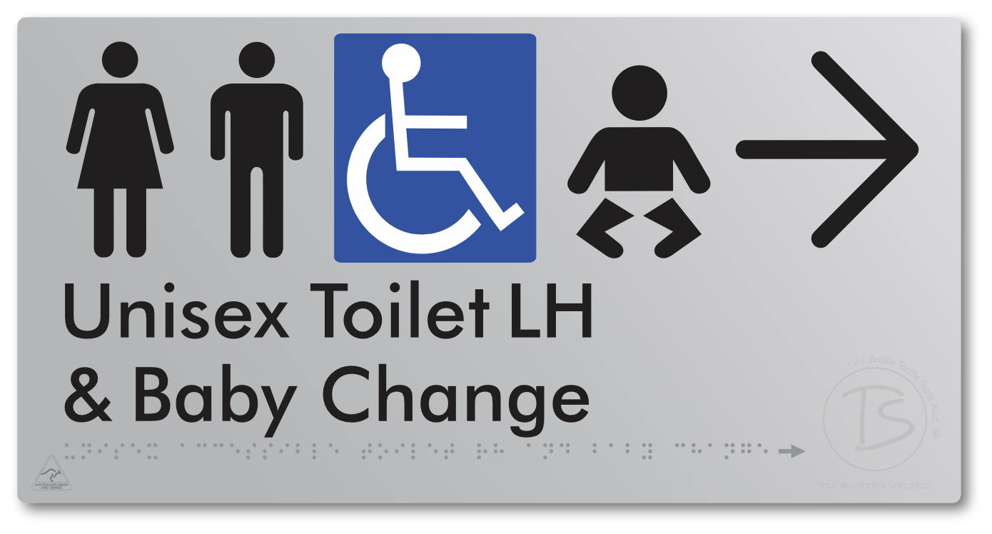 Unisex Accessible Toilet LH and Baby Change with Large Arrow