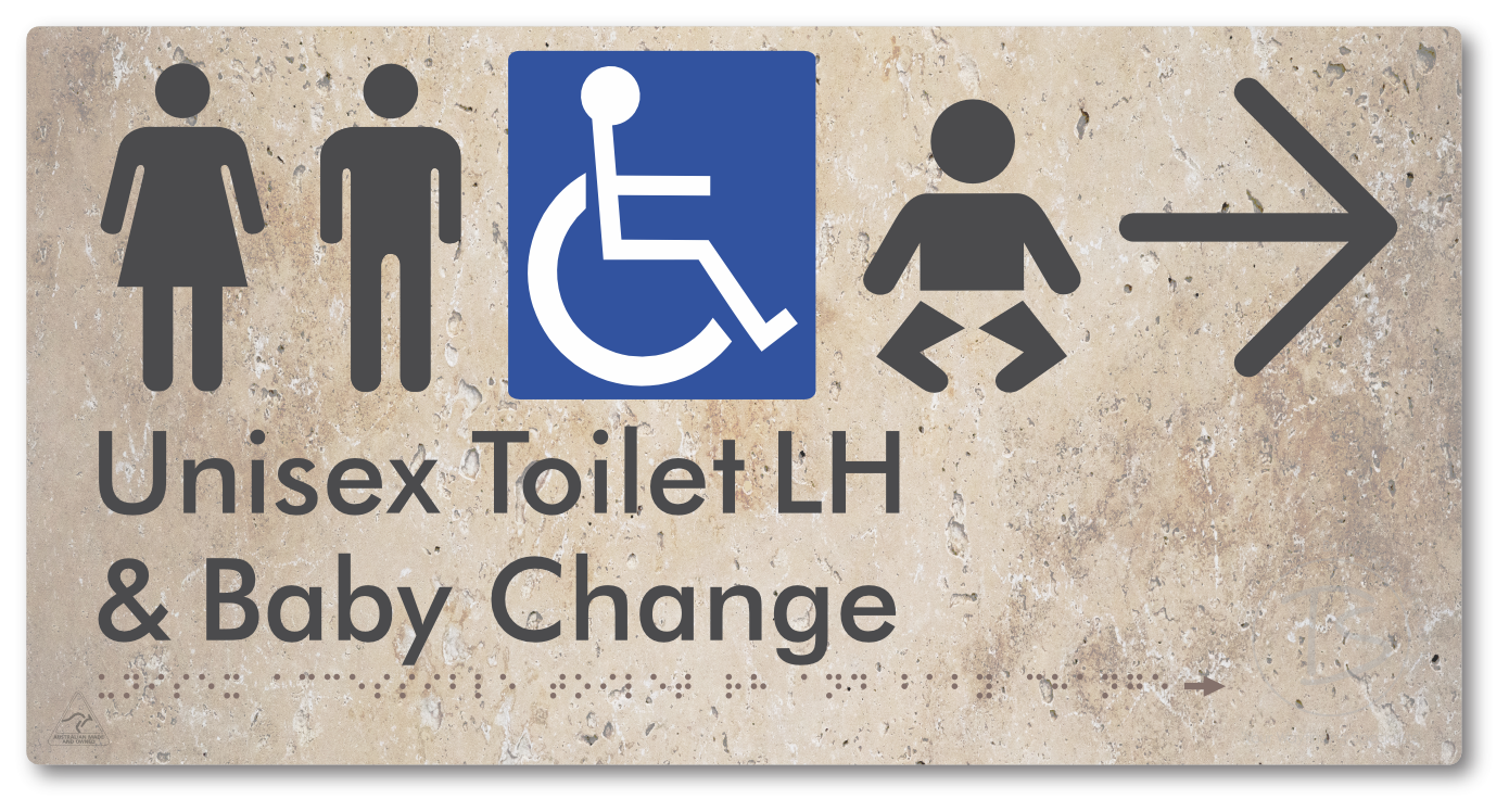 Unisex Accessible Toilet LH and Baby Change with Large Arrow